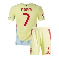 Camiseta España Alvaro Morata #7 Visitante Equipación para niños Eurocopa 2024 manga corta (+ pantalones cortos)